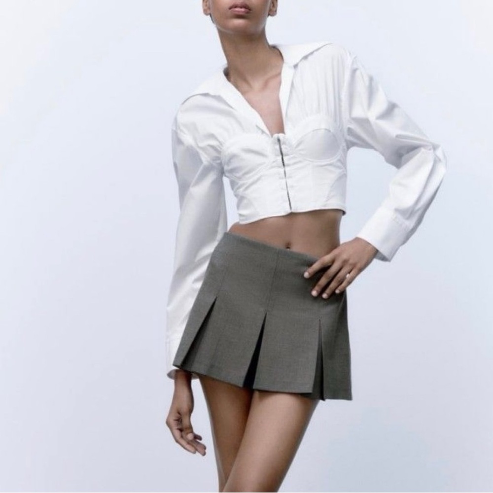 LAST ONE! BLOGGER'S FAVE! Famous Zara Box Pleat Skort Gray NWT